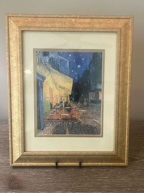 Framed Vincent van Gogh’s iconic 1888 painting, "Café Terrace at Night 14x17